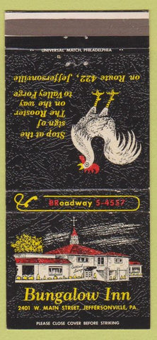 Matchbook Cover - Bungalow Inn Jeffersonville PA 30 Strike