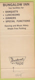 Matchbook Cover - Bungalow Inn Jeffersonville PA 30 Strike