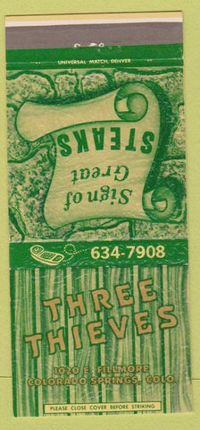 Matchbook Cover - Three Thieves Colorado Springs CO 30 Strike