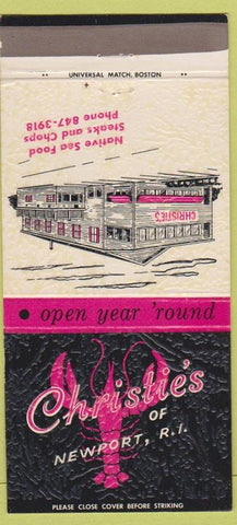 Matchbook Cover - Christie's Newport RI lobster 30 Strike