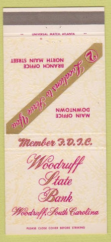 Matchbook Cover - Woodruff State Bank SC 30 Strike