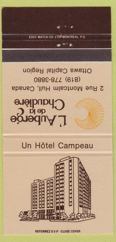 Matchbook Cover - L' Auberge de la Chaudiere Hull ON 30 Strike