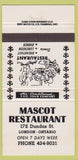 Matchbook Cover - Mascot Restaurant London ON 30 Strike