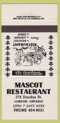 Matchbook Cover - Mascot Restaurant London ON 30 Strike