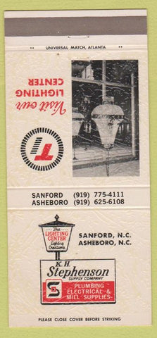 Matchbook Cover - Stephenson Plumbing Electrical Sanford NC Asheboro 30 Strike