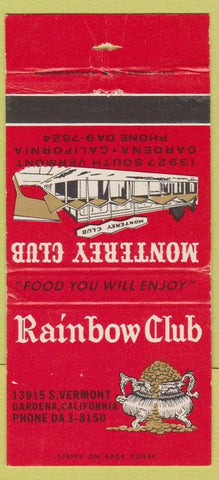 Matchbook Cover - Monterey Club Gardena CA Reno NV Primadonna 30 Strike