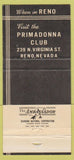 Matchbook Cover - Monterey Club Gardena CA Reno NV Primadonna 30 Strike
