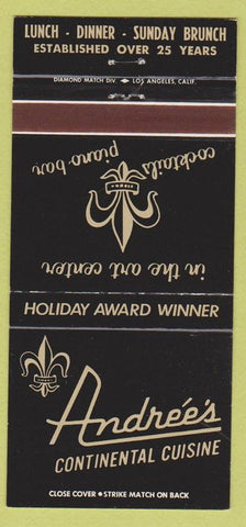 Matchbook Cover - Andree's Restaurant Laguna Beach CA 30 Strike