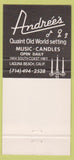 Matchbook Cover - Andree's Restaurant Laguna Beach CA 30 Strike