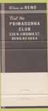Matchbook Cover - Monterey Club Gardena CA Reno NV Primadonna 30 Strike