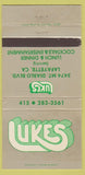 Matchbook Cover - Luke's Lafayette CA 30 Strike