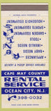 Matchbook Cover - Cape May County Rental Service Ocean City NJ 30 Strike