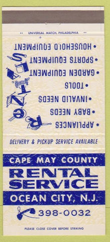 Matchbook Cover - Cape May County Rental Service Ocean City NJ 30 Strike