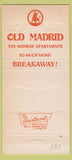 Matchbook Cover - Old Madrid Apartments Palatine IL 30 Strike
