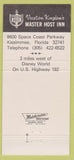 Matchbook Cover - Master Host Inn Kissimmee FL 30 Strike