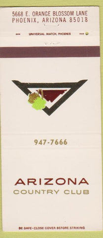Matchbook Cover - Arizona Country Club Phoenix AZ 30 Strike