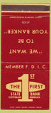 Matchbook Cover - 1st State Bank Scottsbluff NE 30 Strike
