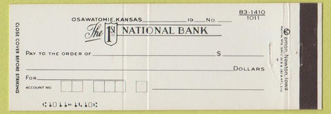 Matchbook Cover - 1st National Bank Osawatomie KS