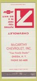 Matchbook Cover - 1971 Chevrolet McCarthy Oneida NY 30 Strike
