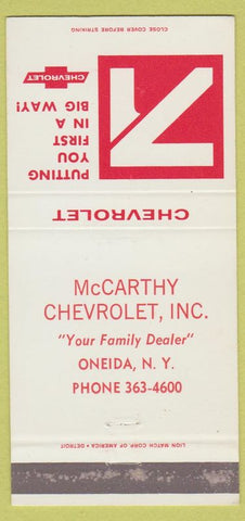 Matchbook Cover - 1971 Chevrolet McCarthy Oneida NY 30 Strike