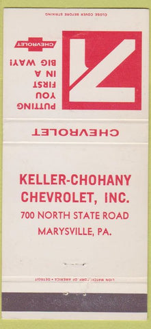 Matchbook Cover - 1971 Chevrolet Keller Marysville PA 30 Strike